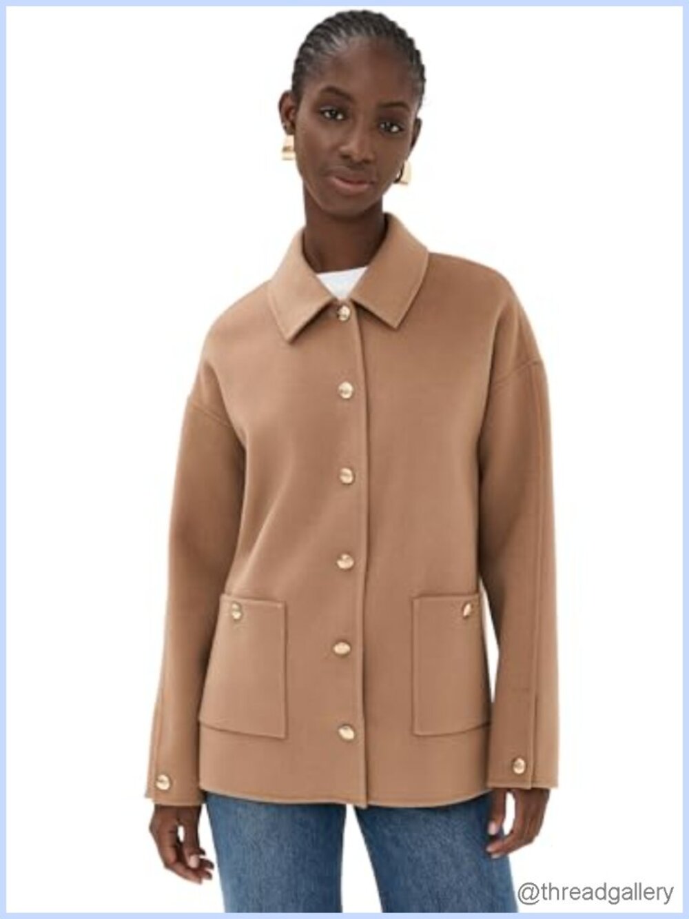 Mid-Weight Felted Wool Blend Coat with Gold-Tone Logo Hardware